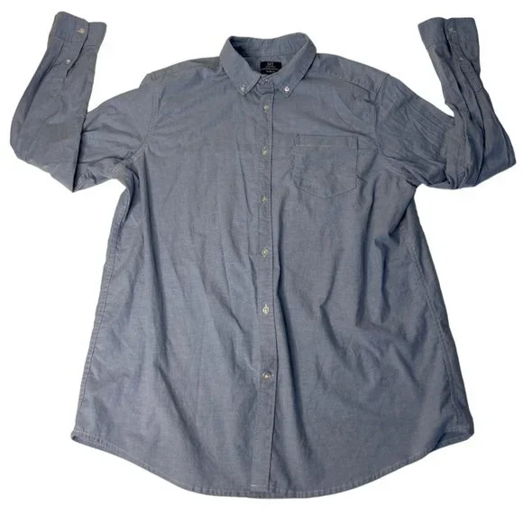 George | Shirts | George Mens Button Down Dress Shirt Xl 4648 Slim Fit Blue  Cotton Collared | Poshmark